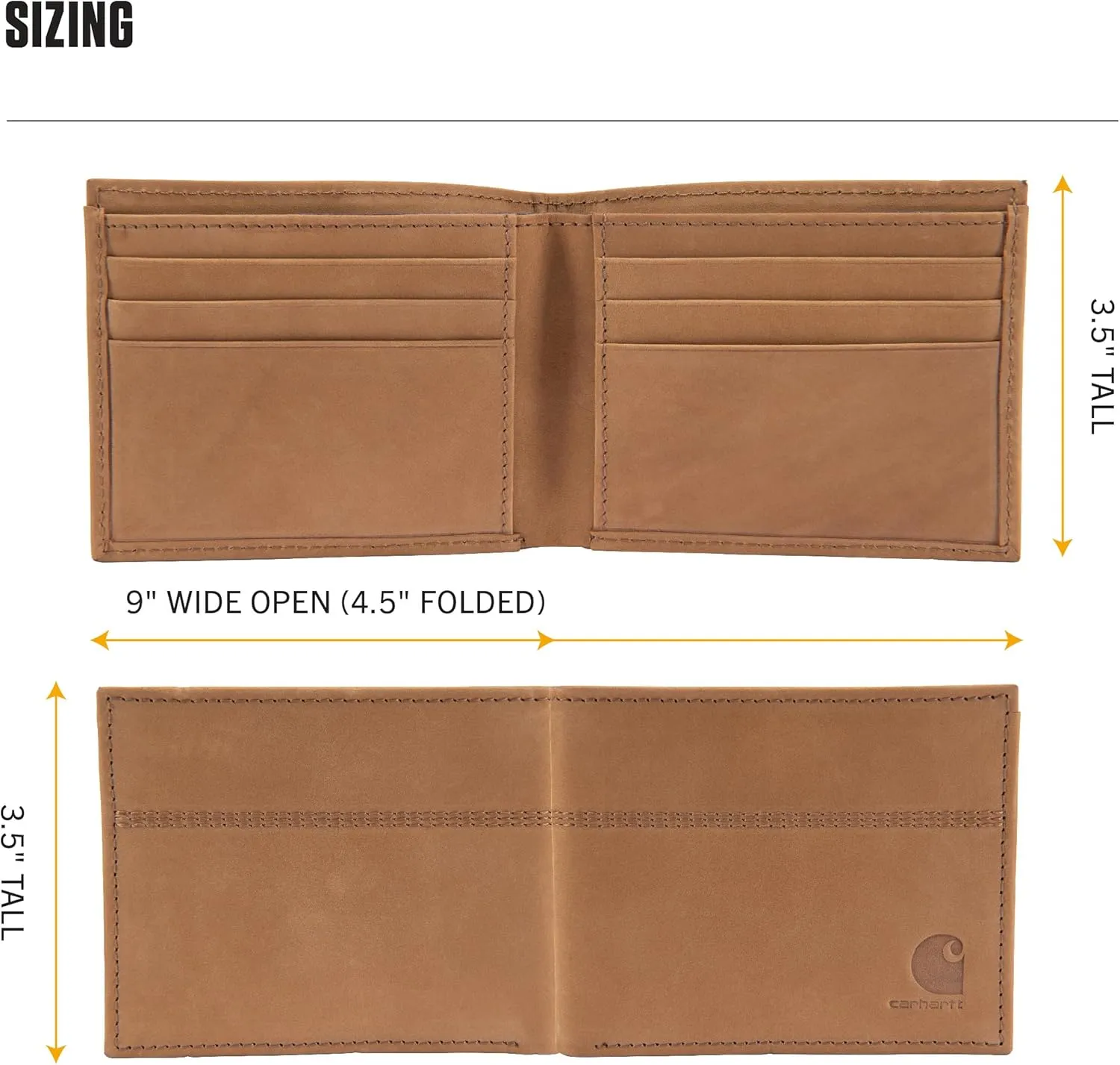 Carhartt Men's Casual Saddle Leather Wallets, Available in Multiple Styles and Colors