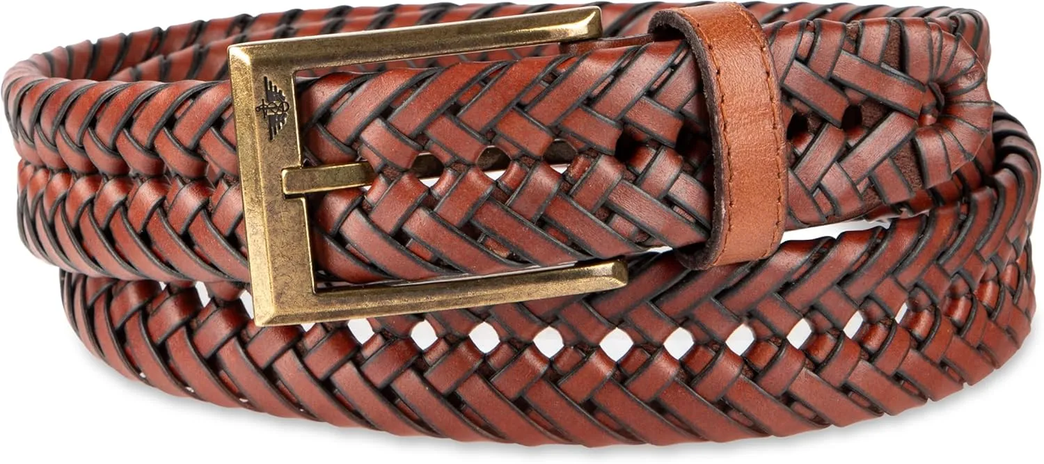 Dockers Men??s Leather Braided Fully Adjustable Belt