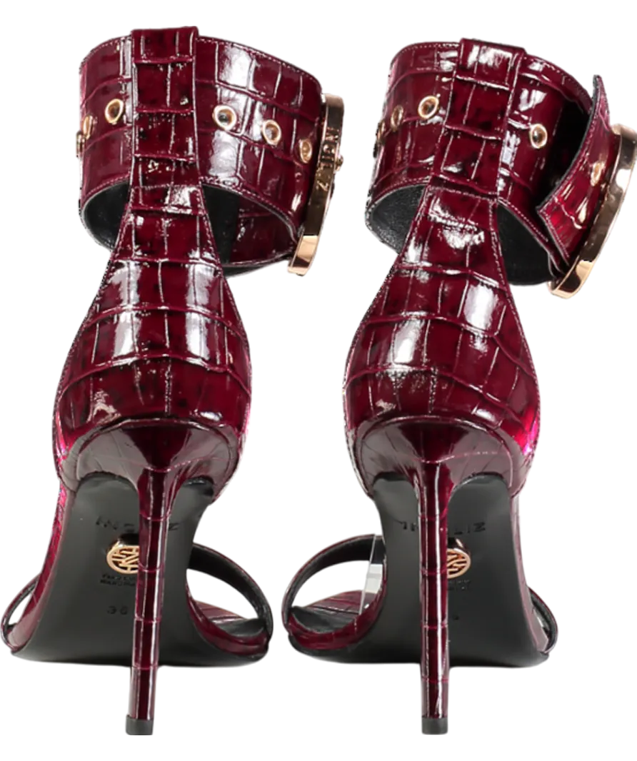 Ingiliz Red Adele 01 Patent Croco Embossed Leather Sandal UK 3 EU 36 👠