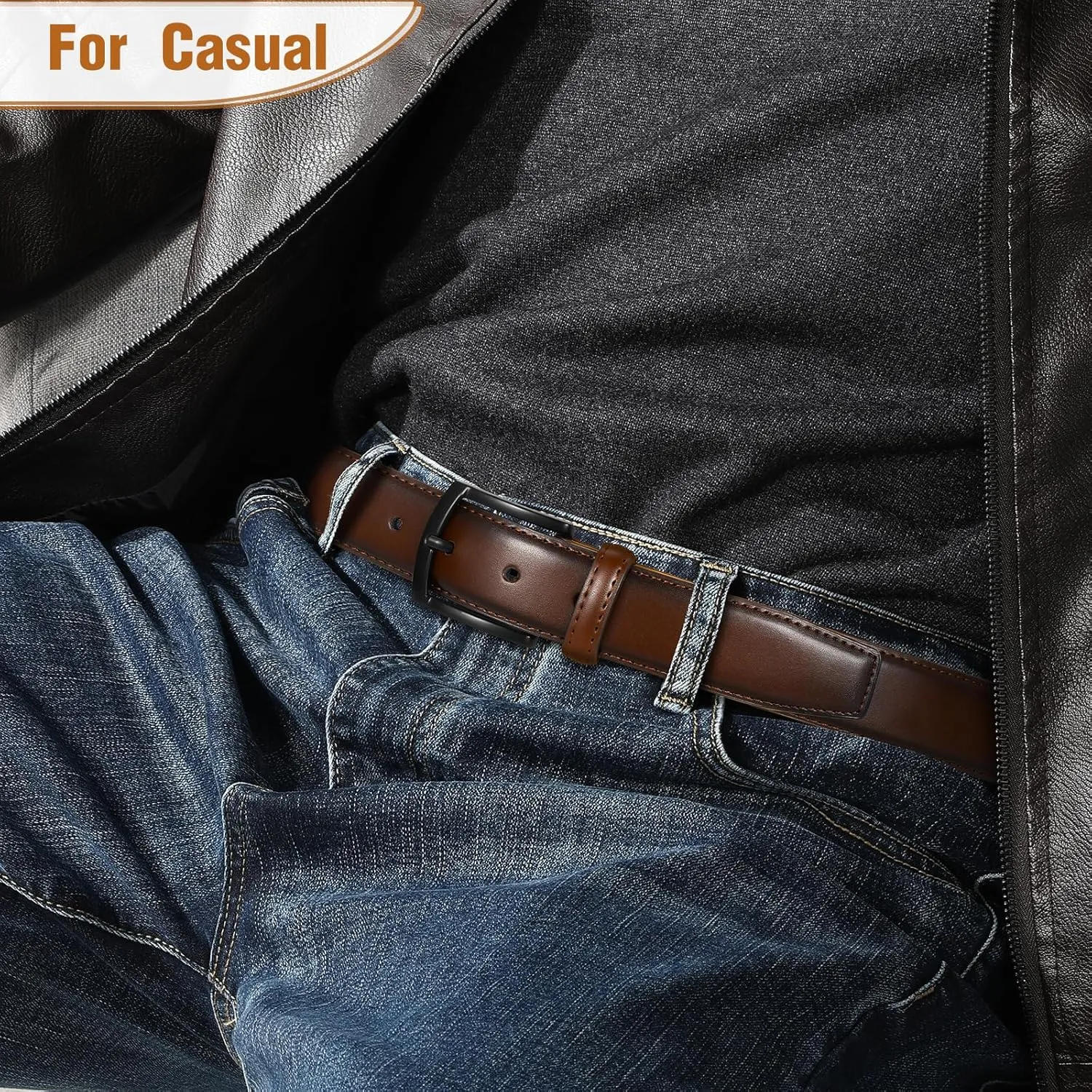 Men's Belt 2Pack Genuine Leather Belt for Men Dress Casual Golf Jeans Pants 1 3/8"