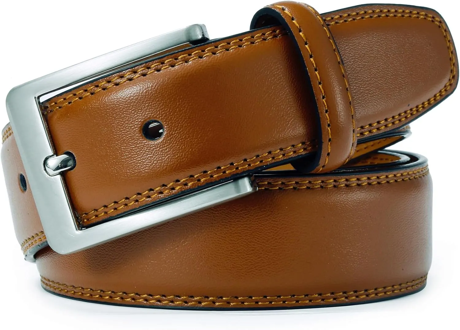 Men's Casual Leather Jeans Belts Classic Work Business Dress Belt with Prong Buckle for Men