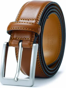 Men's Casual Leather Jeans Belts Classic Work Business Dress Belt with Prong Buckle for Men