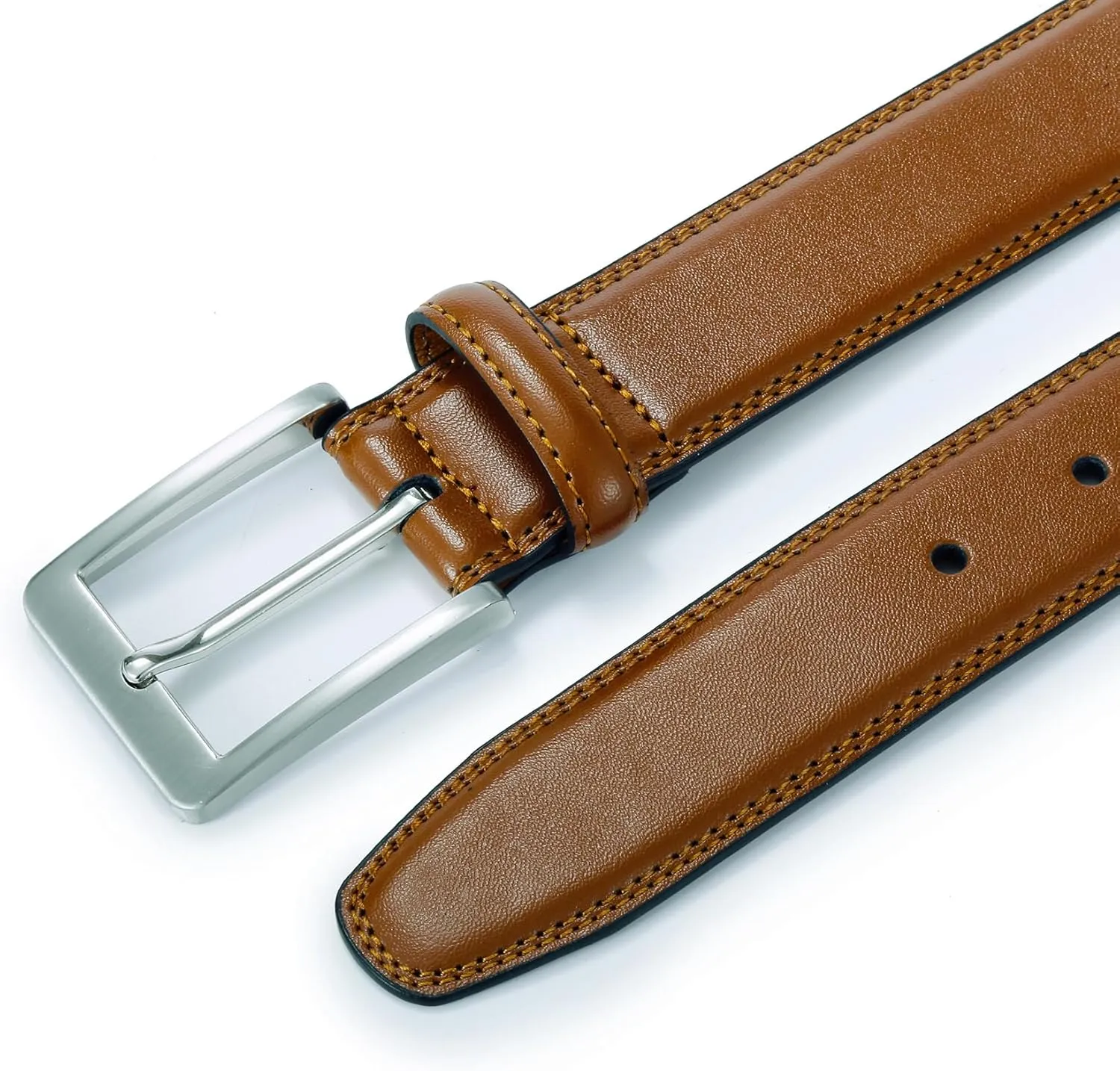 Men's Casual Leather Jeans Belts Classic Work Business Dress Belt with Prong Buckle for Men
