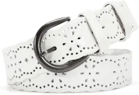 XZQTIVE Women Plus Size Leather Belt for Jeans Dresses Pants Hollow Flower Waist Belts with Solid Pin Buckle