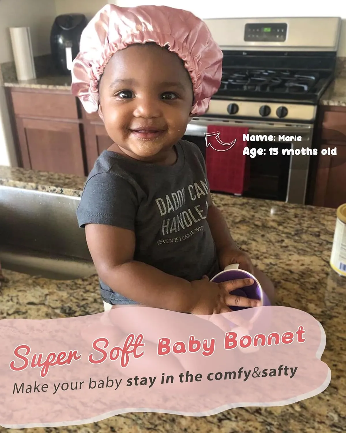 YANIBEST Baby Satin Bonnet Sleep Cap - Double Layer Reversible Adjustable Silky Satin Cap for Infant Toddler(6-36Months,Sky Blue)
